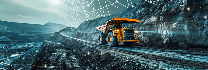 State-of-the-art sensor systems in high-tech mine. Animated AI high tech visualizations.
