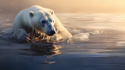 Keuken spatwand met foto Polar Bear Swimming in Arctic Waters © Polypicsell