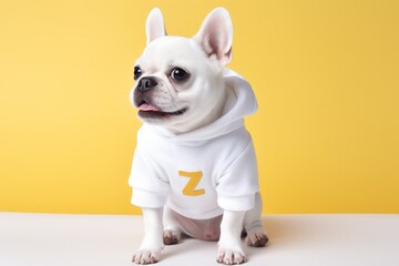 pet dog wear white shirt hoodie for mockup. AI generative