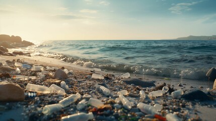 Image of garbage scattered on the beach.