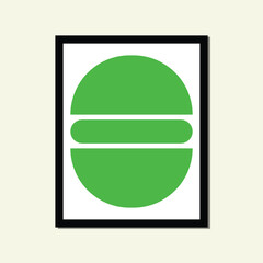 Bohemian style green food burger painting modern aesthetic poster abstract geometric shape framed contemporary scandinavian mid century digital A3 A4 print book home wall decoration fabric card