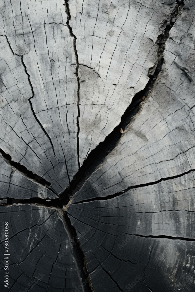 Aufkleber a close up of a tree stump with cracks. generative ai.