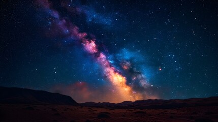 Fototapeta na wymiar Milky Way Galaxy Tree Landscape Photography (Generative AI)