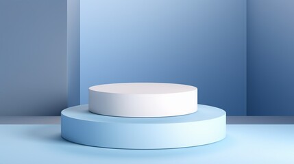 Abstract minimal scene with blue podium for mockup.