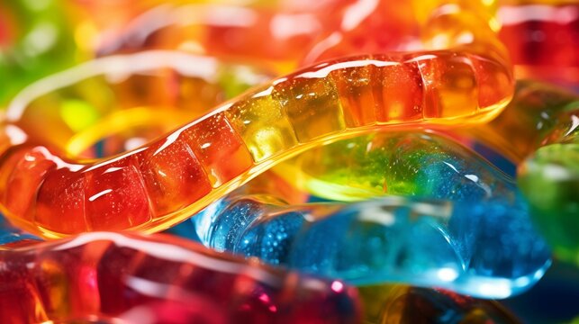 Image of sour gummy worms jelly.