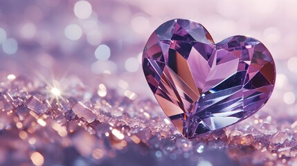 Fototapeta premium Heart Shaped Amethyst Natural Gemstone. (Generative AI)