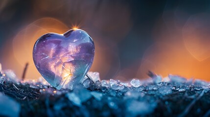 Heart Shaped Amethyst Natural Gemstone. (Generative AI)