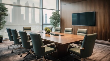 Image of the conference room, decorated with modern furniture.