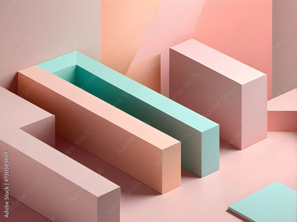 Poster geometric-shapes-in-soft-pastel-tones-floating-ethereally-against-a-minimalist-backdrop-captured