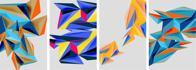 Set of mosaic triangle pattern abstract posters. Vector illustration For Wallpaper, Banner, Background, Card, Book Illustration, landing page