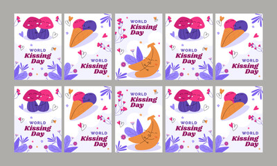 world kissing day social media stories vector flat design