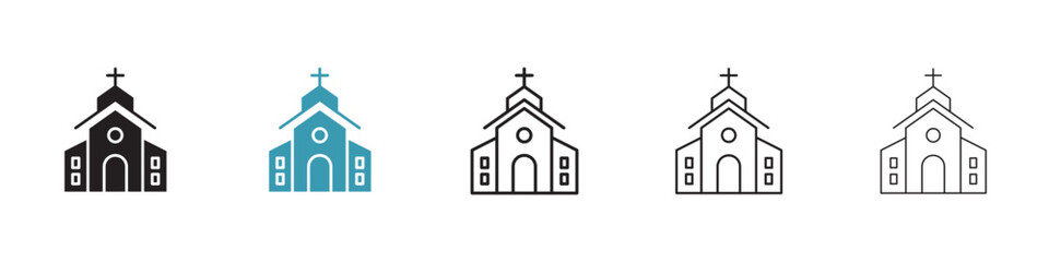 Religious Structure Vector Icon Set. Sacred Building vector symbol for UI design. - obrazy, fototapety, plakaty
