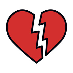 Broken Heart filled line icon