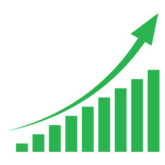 Growing business green arrow with bar chart, Profit arow Vector illustration . Business concept, growing chart. Concept of sales symbol icon with arrow moving up. Economic Arrow With Growing Trend.