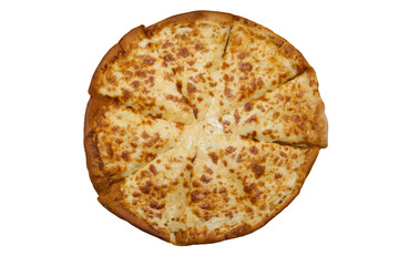 cheese pizza in an open carton for delivery