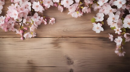 Obraz na płótnie Canvas Spring blossoming branch on wooden background.