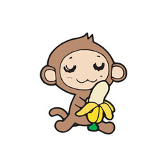 Obraz premium cartoon monkey comic doodle illustration vector isolated on white background
