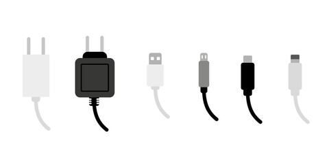 Mobile phone charger icon. Usb cable type Icon outline style. Charger icon 