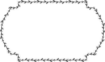 Flower wreath leaf floral border Vintage frame vector Horizontal Frame Rectangle Frame picture frames Branch laurel botanical silhouette black retro badge elements decoration