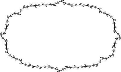 Flower wreath leaf floral border Vintage frame vector Horizontal Frame Rectangle Frame picture frames Branch laurel botanical silhouette black retro badge elements decoration