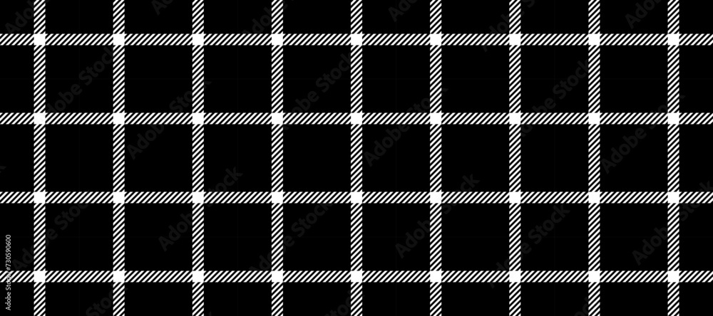 Poster Seamless windowpane pattern. Checkered plaid repeating background. Tattersall tartan texture print for textile, fabric. Repeated black and white gingham check wallpaper. Vector backdrop