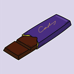 Chocolate Bar Vector Ilustration with Purple Packaging