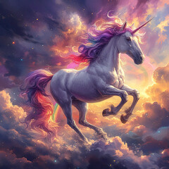 Obraz na płótnie Canvas Enchanting Purple Unicorn Prancing Joyfully
