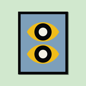 Fototapeta modernism aesthetic eyes poster brutalism abstract geometric shapes Bohemian style framed contemporary scandinavian mid century digital A3 A4 print book home wall decoration fabric card