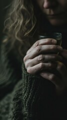 A woman holding a cup of tea. Generative AI.