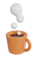 3D illustration Cartoon cup of coffee with stream