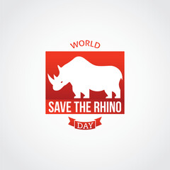 World Save The Rhino Day Vector illustration. raising awareness about the critical situation of rhinos and mobilizing efforts to save them from extinction. flat style design.
