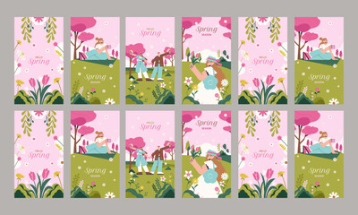 spring festival vector illustration social media stories vector design