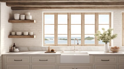 Coastal Grandmother Chic: Soothing Neutrals & Timeless Comfort in the Kitchen