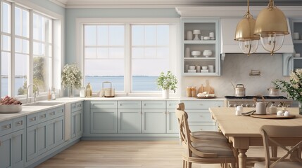 Coastal Grandmother Chic: Soothing Neutrals & Timeless Comfort in the Kitchen