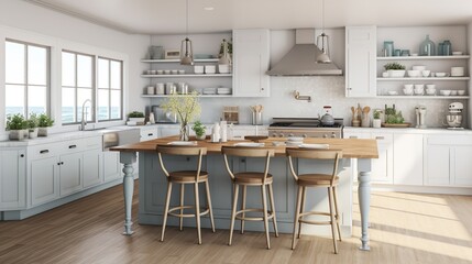Coastal Grandmother Chic: Soothing Neutrals & Timeless Comfort in the Kitchen