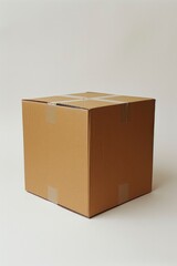 A cardboard box placed on a white background.