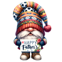 Gnome Father's Day Watercolor Clipart Illustration