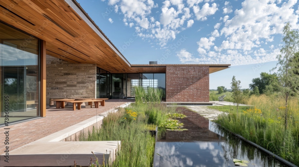 Poster the buildings exterior is clad in reclaimed brick blending in seamlessly with the surrounding enviro