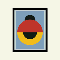 Bohemian style monster eye modern aesthetic poster brutalism abstract geometric shape framed contemporary scandinavian mid century digital A3 A4 print book home wall decoration fabric card