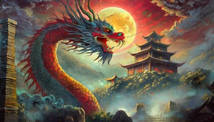 Fototapeta na wymiar the dragon in the temple
