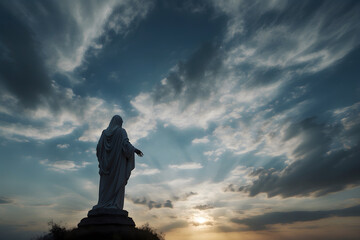 A statue of Mother Mary with isolated background - obrazy, fototapety, plakaty