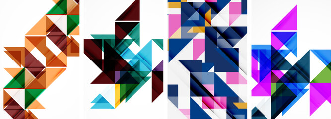 Set of abstract random triangle composition backgrounds. Vector illustration for for wallpaper, business card, cover, poster, banner, brochure, header, website