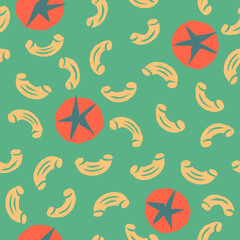 Pasta and tomatoes seamless pattern. Italian food vector illustration. - 730603879