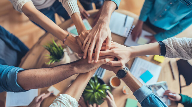 Large group of officers join hands for project cooperation