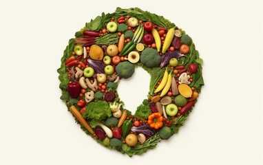 Fototapeta na wymiar Letter Formed With Fruits and Vegetables