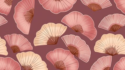 A Seamless 2D Pattern Featuring Shapes in Dusty Pink, Blending the Bohemian and Japanese Design Aesthetics for a Harmonious and Elegant Fusion.