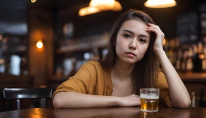 woman drinking glass of beer