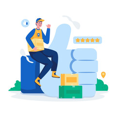 Best shipping services positive review vector illustration
