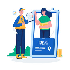 Request package pickup service vector illustration
