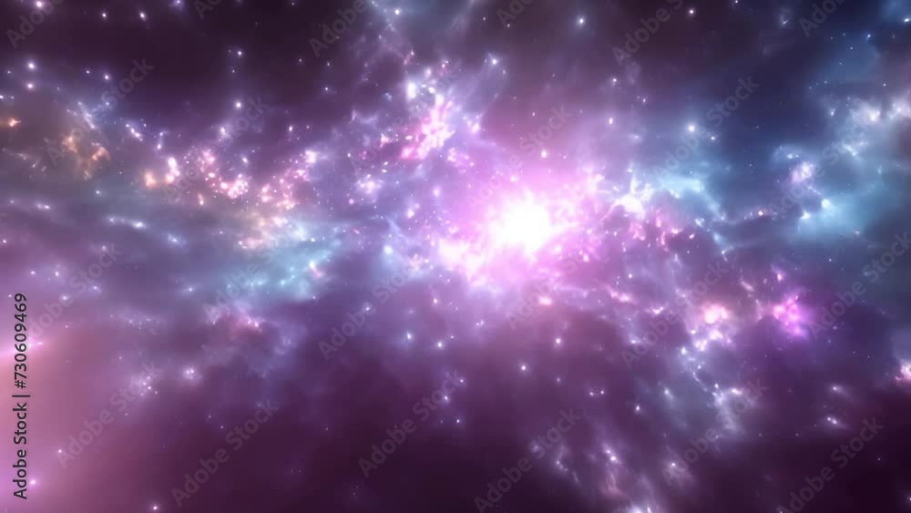 Poster exploring space nebula galaxies and planets generative ai
